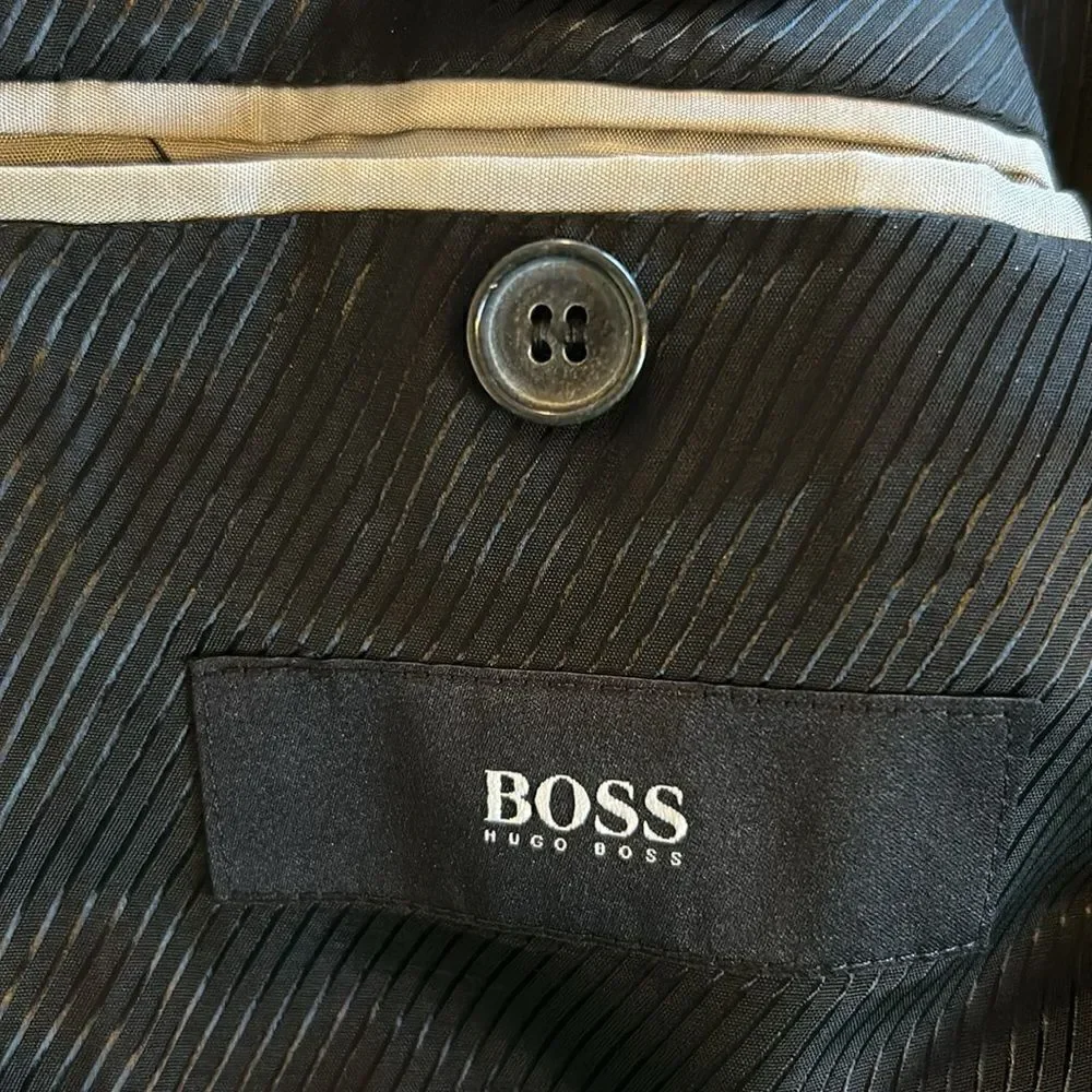 Hugo Boss Mens Grey Side Vents 2 Button Sport Coat